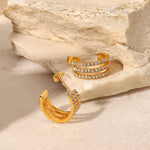 Women's Stainless Steel Inlaid Zircon C-Hoop Earrings