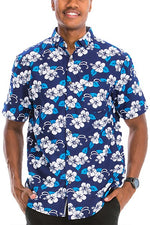 Weiv Mens Print Hawaiian Button Down Shirt