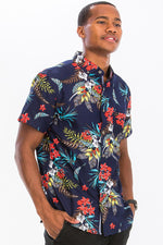 Hawaiian Print Button Down Shirt
