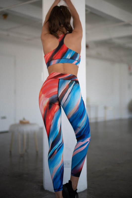 Women's Watercolor Activewear Set, Leggings and Sports Bra