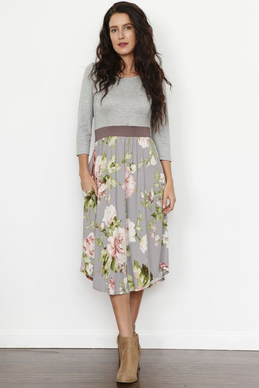Women's Floral Band Midi Dress