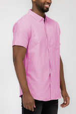 Mens Pastel Color Short Sleevel Button Down Shirts
