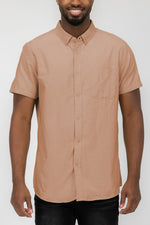 Mens Pastel Color Short Sleevel Button Down Shirts