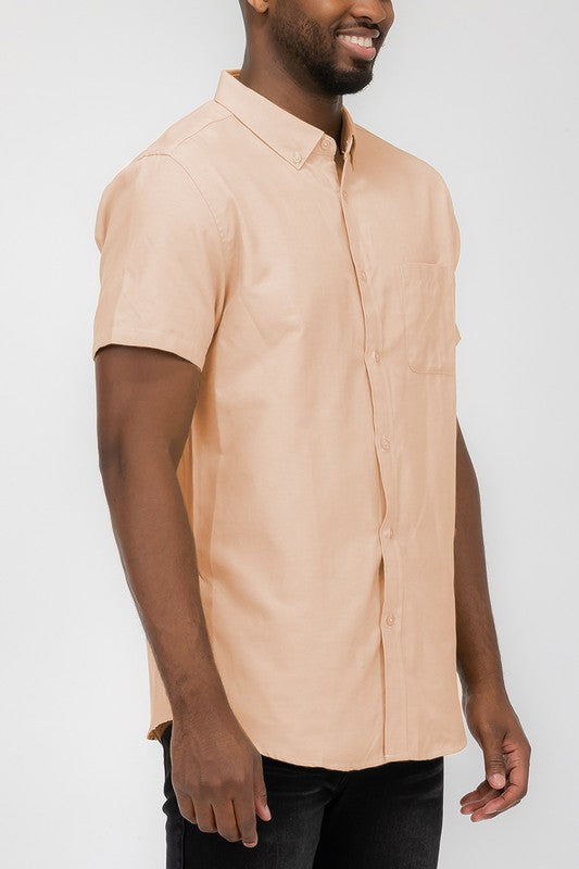Mens Pastel Color Short Sleevel Button Down Shirts