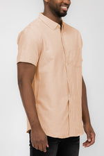 Mens Pastel Color Short Sleevel Button Down Shirts