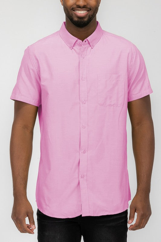 Mens Pastel Color Short Sleevel Button Down Shirts