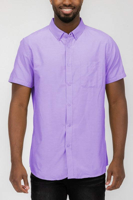 Mens Pastel Color Short Sleevel Button Down Shirts