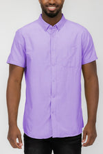 Mens Pastel Color Short Sleevel Button Down Shirts