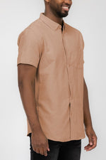 Mens Pastel Color Short Sleevel Button Down Shirts