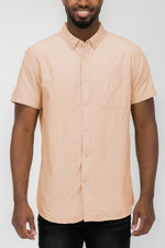 Mens Pastel Color Short Sleevel Button Down Shirts