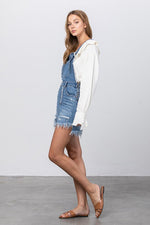 Women's Denim Frayed Detail Overlall Skirt