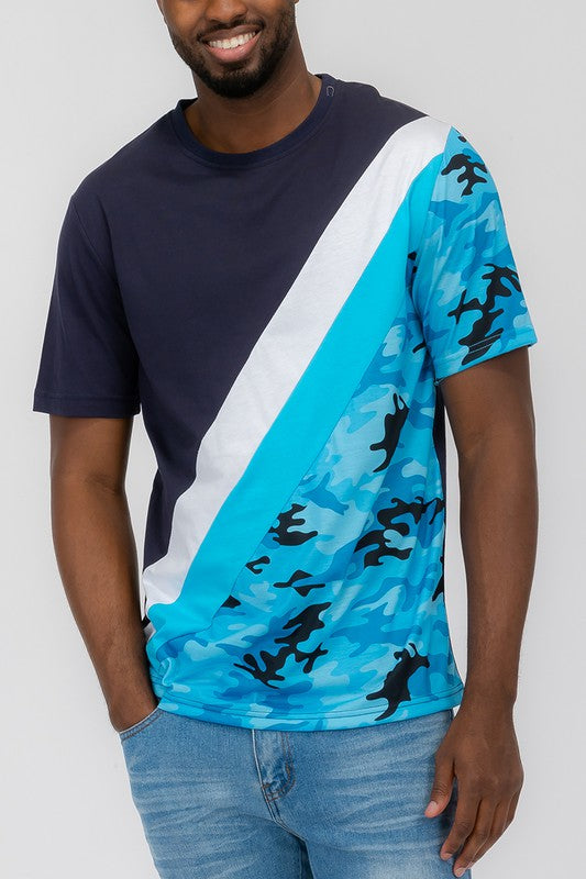 Men's Short Sleeve Camo Color Block T-Shirts