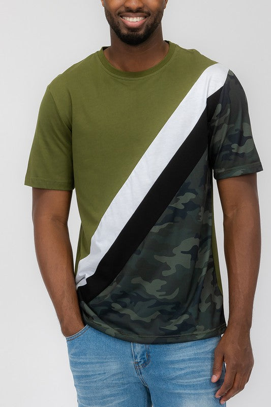 Men's Short Sleeve Camo Color Block T-Shirts