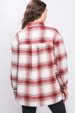 Women's Plaid Button Up Jacket with Sherpa Lining