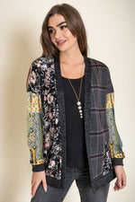 Women's Mix Fabric Multicolor Open Cardigan
