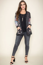 Women's Mix Fabric Multicolor Open Cardigan