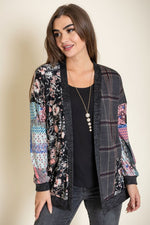 Women's Mix Fabric Multicolor Open Cardigan