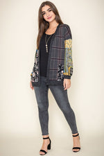 Women's Mix Fabric Multicolor Open Cardigan
