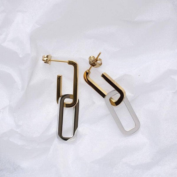 GOLD AND SILVER CHAIN EARRING
