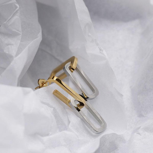 GOLD AND SILVER CHAIN EARRING