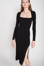 Sqaure Neck Midi Dress With Slit