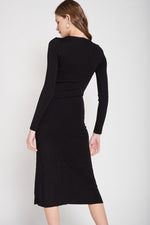 Sqaure Neck Midi Dress With Slit