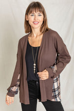 Women's Plaid Back Waffle KnitCardigan