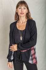 Women's Plaid Back Waffle KnitCardigan