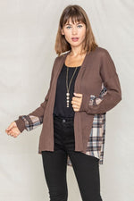 Women's Plaid Back Waffle KnitCardigan