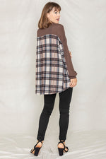 Women's Plaid Back Waffle KnitCardigan