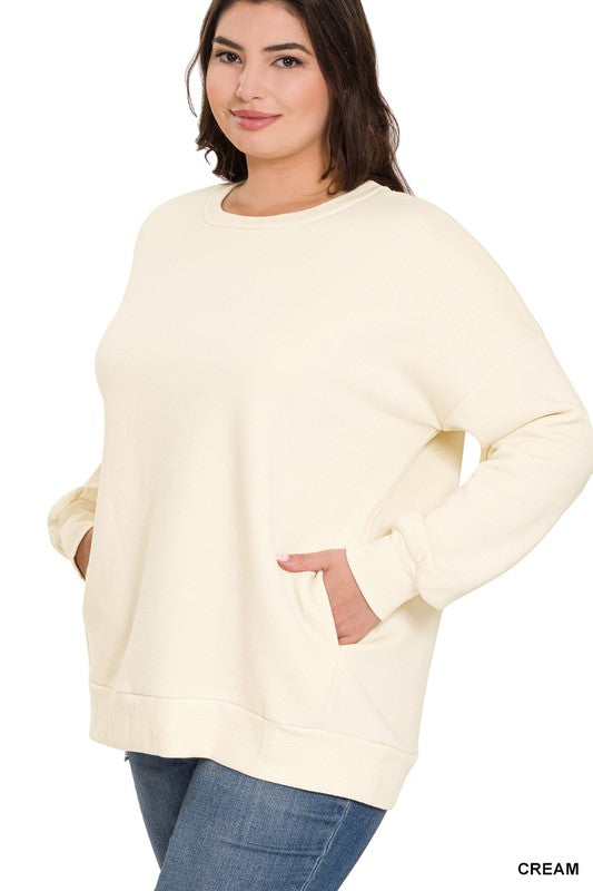 Women's Plus Long Sleeve Round Neck Sweatshirt