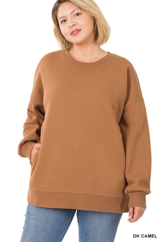 Women's Plus Long Sleeve Round Neck Sweatshirt