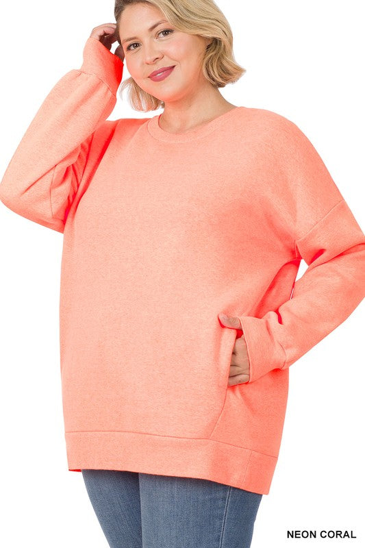 Women's Plus Long Sleeve Round Neck Sweatshirt