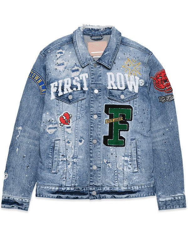 Mens Varsity Patches Denim Jacket