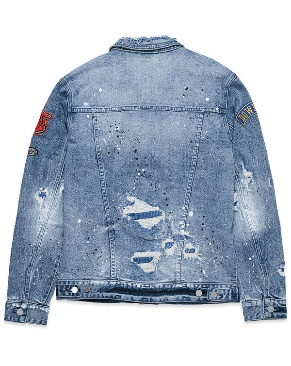 Mens Varsity Patches Denim Jacket