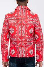 Men's Bandana Print Vegan Leather