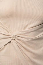 Sleeveless Twist Wrap Rib Midi Dress