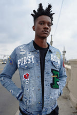 Mens Varsity Patches Denim Jacket