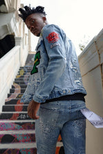 Mens Varsity Patches Denim Jacket
