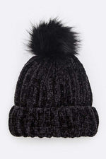 Chenille Texture Faux Fur Beanie