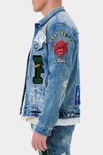 Mens Varsity Patches Denim Jacket