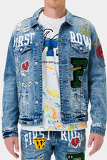 Mens Varsity Patches Denim Jacket