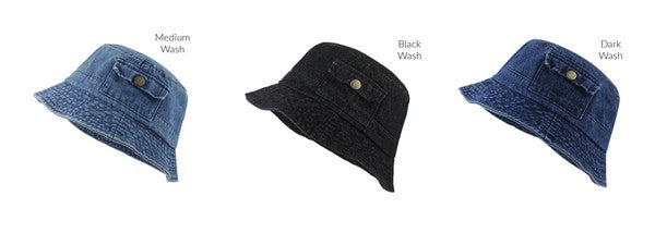 Women's Pocket Accent Denim Bucket Hat