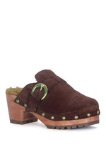 Prunus Buckled Women's Suede Round Toe Mule Clogs
