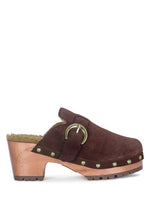 Prunus Buckled Women's Suede Round Toe Mule Clogs