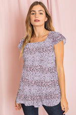 Plus Ditsy Floral Ruffle Hem Blouse