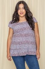 Plus Ditsy Floral Ruffle Hem Blouse