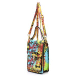 Multi Graffiti Top Flap Crossbody Bag Phone Purse
