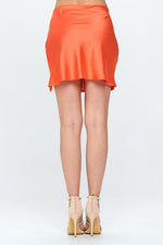 Women's Solid Satin Mini Skirt with Slit