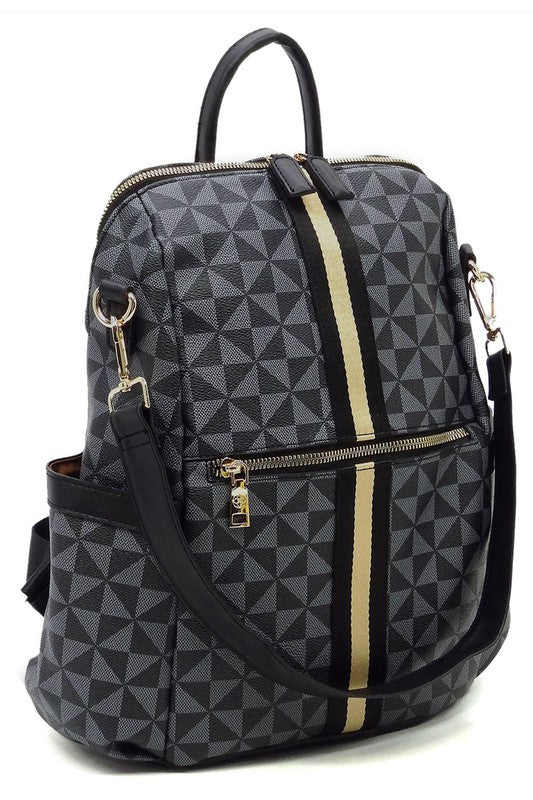 Women's PM Monogram Striped Convertible Backpack
